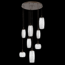 Hammerton CHB0091-08-FB-C-C01-L3 - Vessel 8pc Round Multi-Pendant-Flat Bronze-Clear Blown Glass-Cloth Braided Cord-LED 3000K