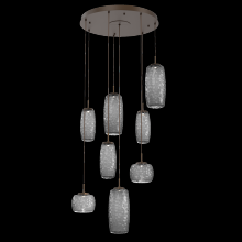 Hammerton CHB0091-08-FB-S-C01-L3 - Vessel 8pc Round Multi-Pendant-Flat Bronze-Smoke Blown Glass-Cloth Braided Cord-LED 3000K