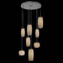 Hammerton CHB0091-08-GP-B-C01-L3 - Vessel 8pc Round Multi-Pendant-Graphite-Bronze Blown Glass-Cloth Braided Cord-LED 3000K