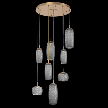 Hammerton CHB0091-08-NB-S-C01-L3 - Vessel 8pc Round Multi-Pendant-Novel Brass-Smoke Blown Glass-Cloth Braided Cord-LED 3000K