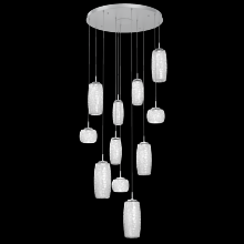 Hammerton CHB0091-11-CS-C-C01-L3 - Vessel 11pc Round Multi-Pendant-Classic Silver-Clear Blown Glass-Cloth Braided Cord-LED 3000K