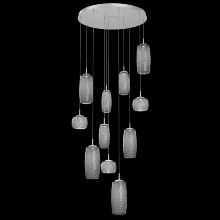 Hammerton CHB0091-11-CS-S-C01-L1 - Vessel 11pc Round Multi-Pendant-Classic Silver-Smoke Blown Glass-Cloth Braided Cord-LED 2700K