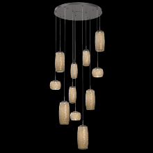 Hammerton CHB0091-11-GP-B-C01-L3 - Vessel 11pc Round Multi-Pendant-Graphite-Bronze Blown Glass-Cloth Braided Cord-LED 3000K