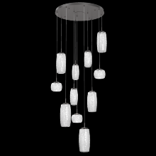 Hammerton CHB0091-11-GP-C-C01-L1 - Vessel 11pc Round Multi-Pendant-Graphite-Clear Blown Glass-Cloth Braided Cord-LED 2700K