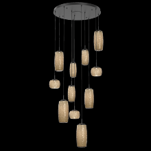 Hammerton CHB0091-11-MB-B-C01-L1 - Vessel 11pc Round Multi-Pendant-Matte Black-Bronze Blown Glass-Cloth Braided Cord-LED 2700K