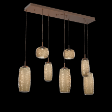 Hammerton PLB0091-07-BB-B-C01-L3 - Vessel 7pc Linear Multi-Pendant-Burnished Bronze-Bronze Blown Glass-Cloth Braided Cord-LED 3000K