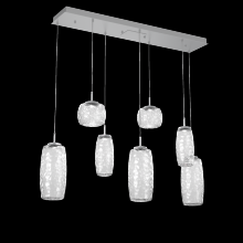 Hammerton PLB0091-07-CS-C-C01-L1 - Vessel 7pc Linear Multi-Pendant-Classic Silver-Clear Blown Glass-Cloth Braided Cord-LED 2700K