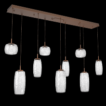 Hammerton PLB0091-09-BB-C-C01-L1 - Vessel 9pc Linear Multi-Pendant-Burnished Bronze-Clear Blown Glass-Cloth Braided Cord-LED 2700K