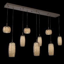 Hammerton PLB0091-09-FB-B-C01-L3 - Vessel 9pc Linear Multi-Pendant-Flat Bronze-Bronze Blown Glass-Cloth Braided Cord-LED 3000K