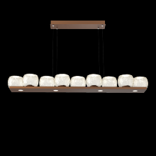 Hammerton PLB0091-0C-BB-A-CA1-L3 - Vessel 59-inch Platform Linear-Burnished Bronze-Amber Blown Glass-Stainless Cable-LED 3000K