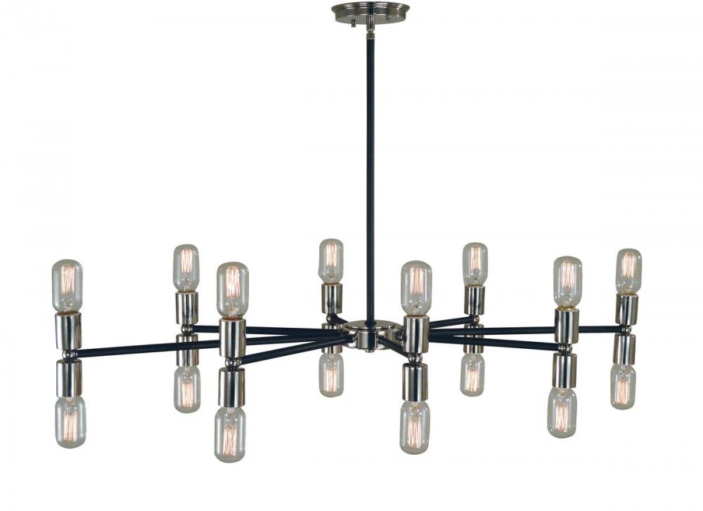 16-Light Polished Nickel/Matte Black Gyrate Chandeleir