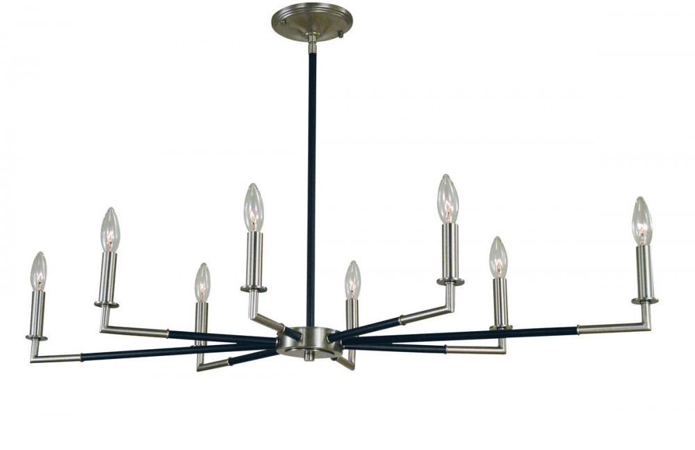 8-Light Brushed Nickel/Matte Black Schiller Chandelier