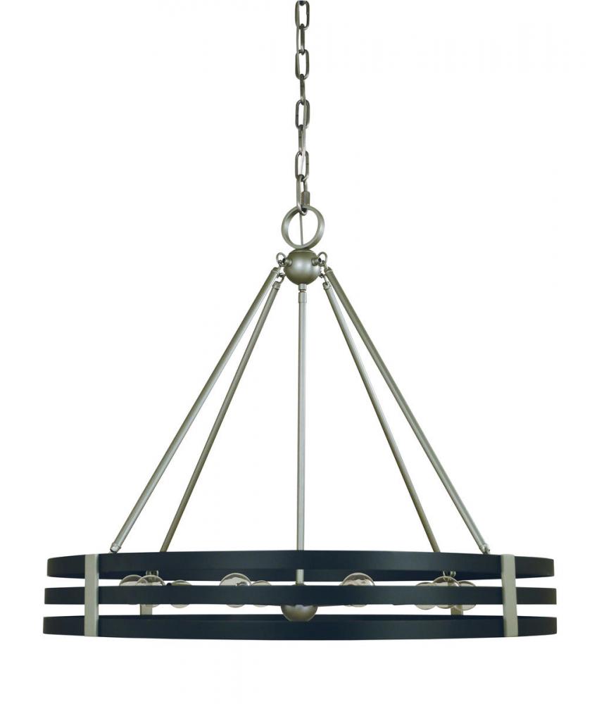 10-LIGHT SATIN PEWTER/MATTE BLACK LUXE CHANDELIER