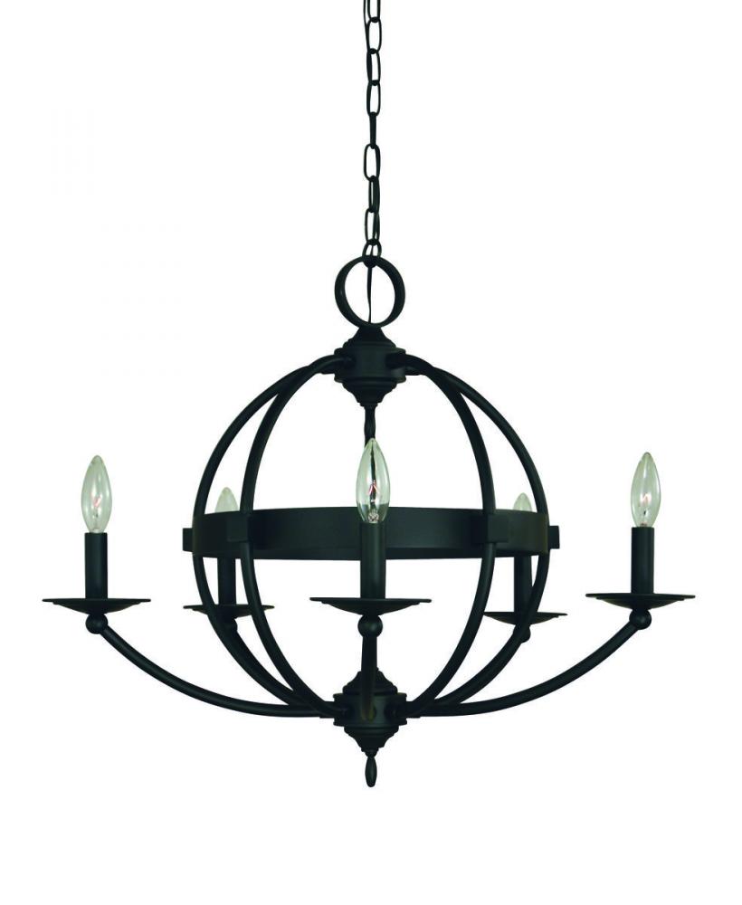 5-LIGHT MATTE BLACK AURORA CHANDELIER