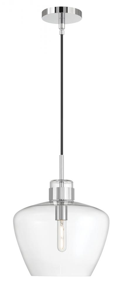 Aurora 1-Light Glass Pendant - Chrome