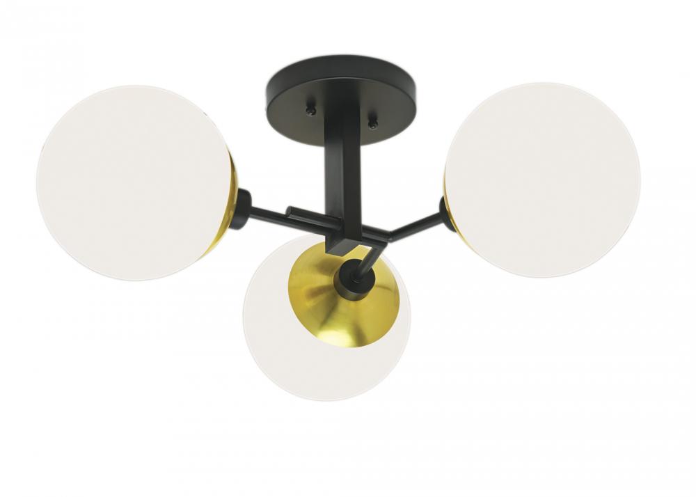 Triple Play Semi-Flush Mount Light - Polished Brass