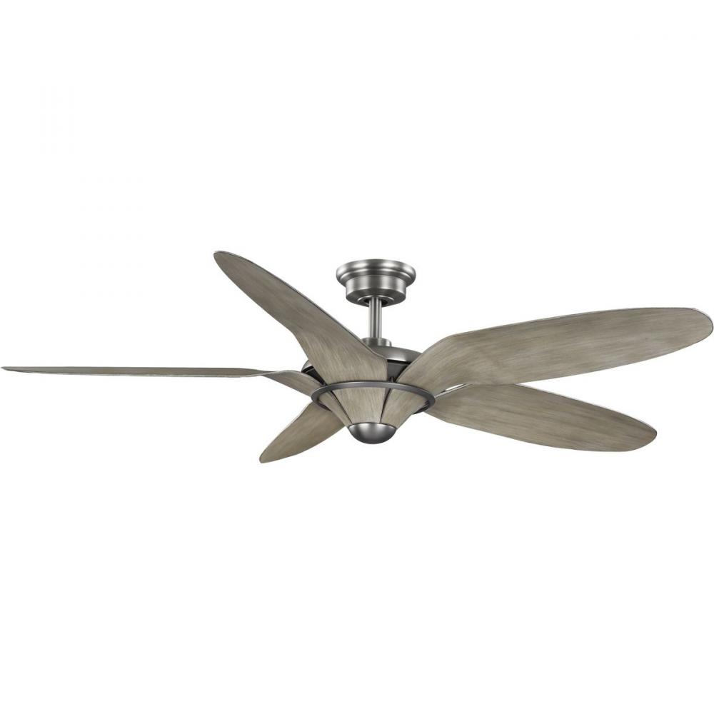 Mesilla Collection 60" Five-Blade White Barnwood/Antique Nickel Indoor/Outdoor DC Motor Urban In