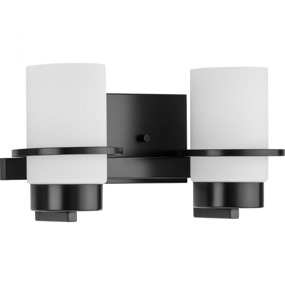 Reiss Collection Two-Light Modern Farmhouse Matte Black Vanity Light