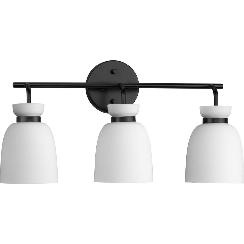 Lexie Collection Three-Light Matte Black Contemporary Vanity Light