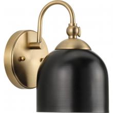 Progress P300381-163 - Dalton Collection One-Light Farmhouse Vintage Brass Metal Shade Bath Vanity Light