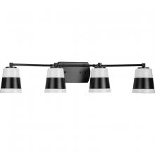 Progress P300445-31M - Haven Collection Four-Light Matte Black Opal Glass Luxe Industrial Bath Light