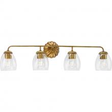 Progress P300491-204 - Quillan Collection Four-Light Soft Gold Transitional Bath & Vanity Light