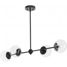 Progress P400326-31M - Atwell Collection Four-Light Matte Black Mid-Century Modern Island Light