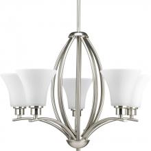 Progress P4490-09 - Joy Collection Five-Light Brushed Nickel Etched White Inside Glass Traditional Chandelier Light