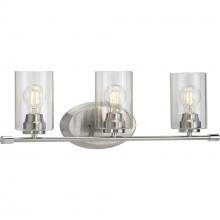 Progress P300278-009 - Riley Collection Three-Light Brushed Nickel Clear Glass Modern Bath Vanity Light