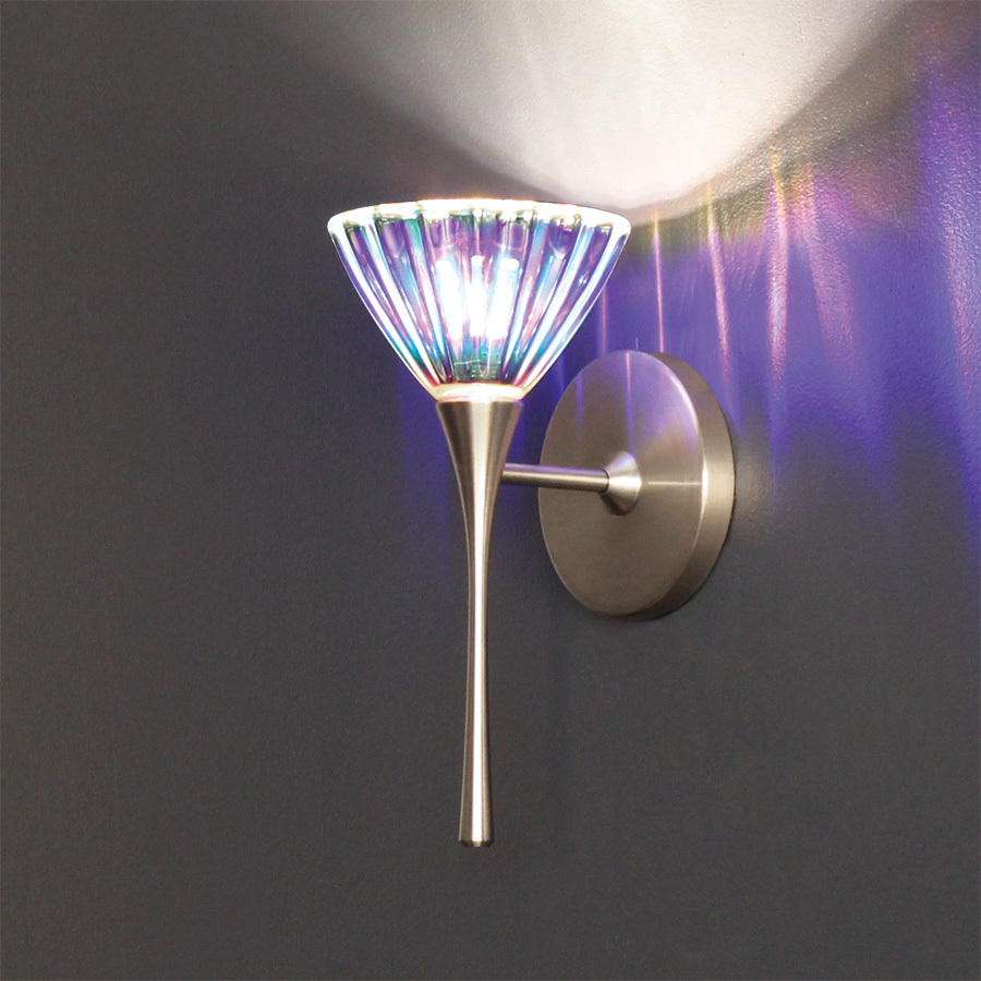 Eden LED Torch Wall Sconce with Dichroic Glass in Brushed Nickel