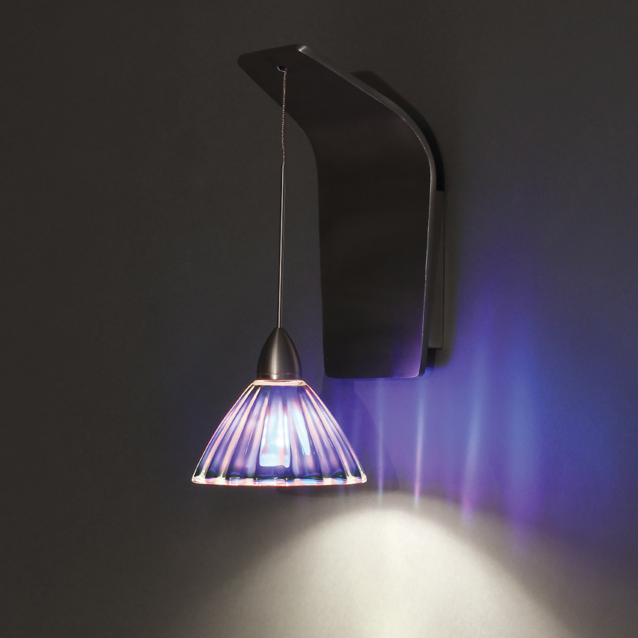 Eden Pendant Wall Sconce with Dichroic Glass in Brushed Nickel