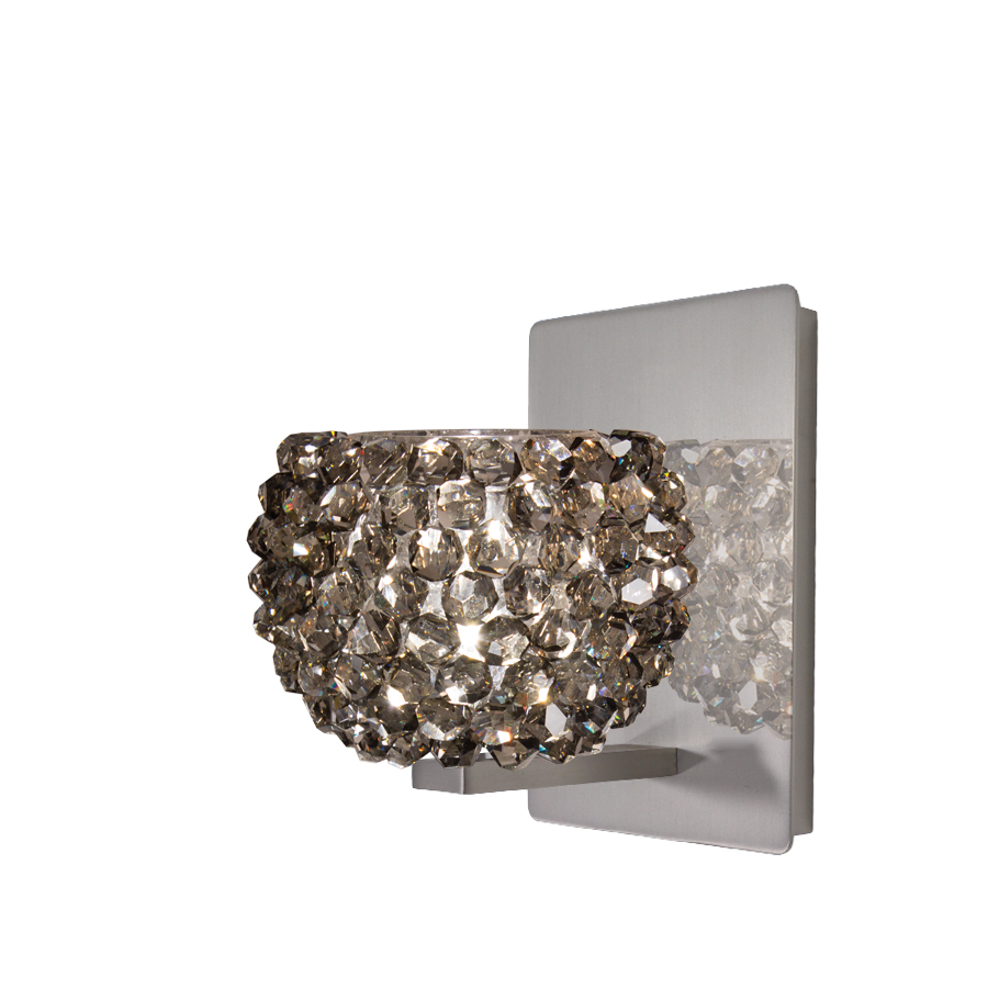 Gia Wall Sconce with Black Ice Crystal in Brushed Nickel