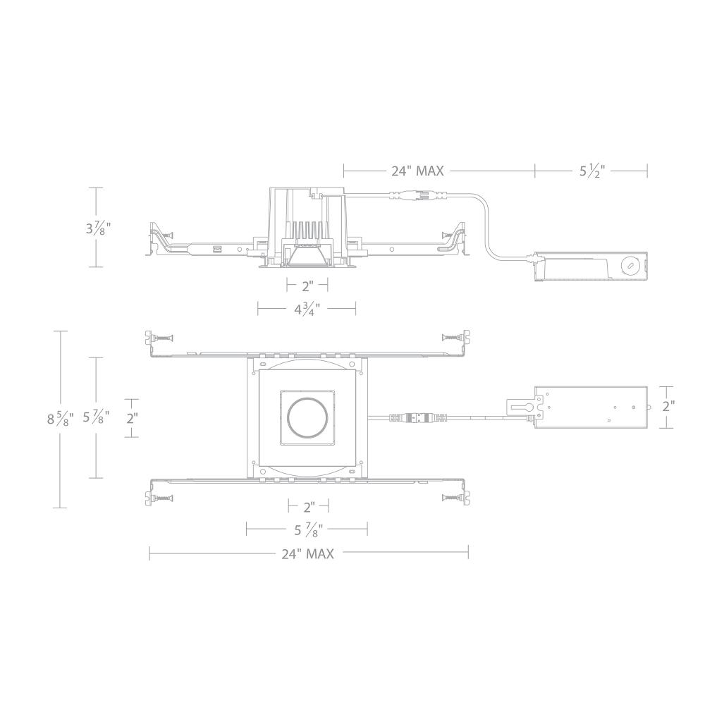 Ocular 3.0 Dim-to-Warm Square Adjustable Trim and Remodel Housing with New Construction Frame-In K