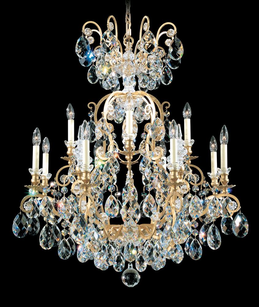 Renaissance 13 Light 120V Chandelier in Black with Clear Heritage Handcut Crystal