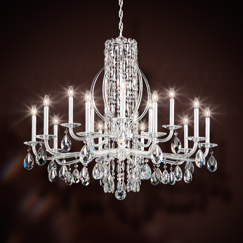 Siena 15 Light 120V Chandelier in Black with Heritage Handcut Crystal