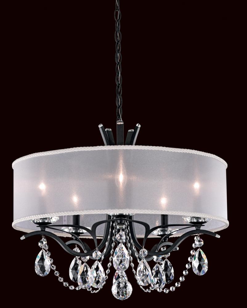 Vesca 5 Light 120V Chandelier in Black with Heritage Handcut Crystal