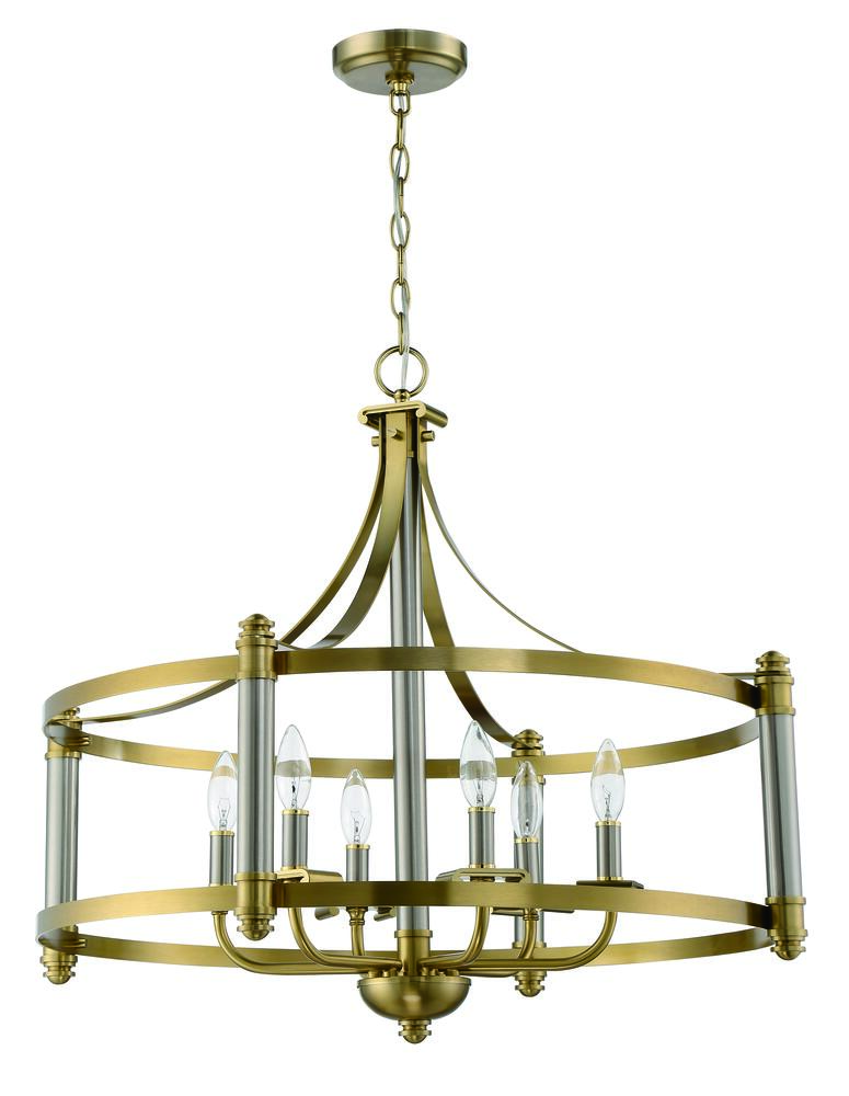 Stanza 6 Light Pendant in Brushed Polished Nickel/Satin Brass
