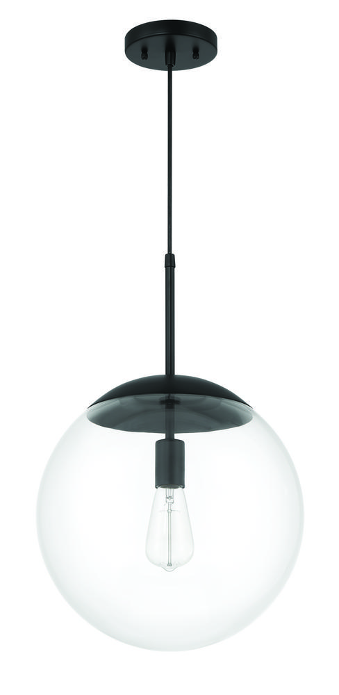 Gaze 14" 1 Light Round Pendant in Flat Black