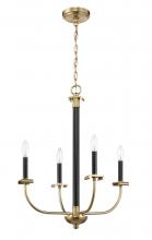 Craftmade 54824-FBSB - Stanza 4 Light Chandelier in Flat Black/Satin Brass