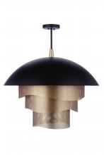 Craftmade P1011FBMG-LED - 31.25 Dia Sculptural Statement Dome Pendant with Perforated Metal Shades in Flat Black/Matte Gold