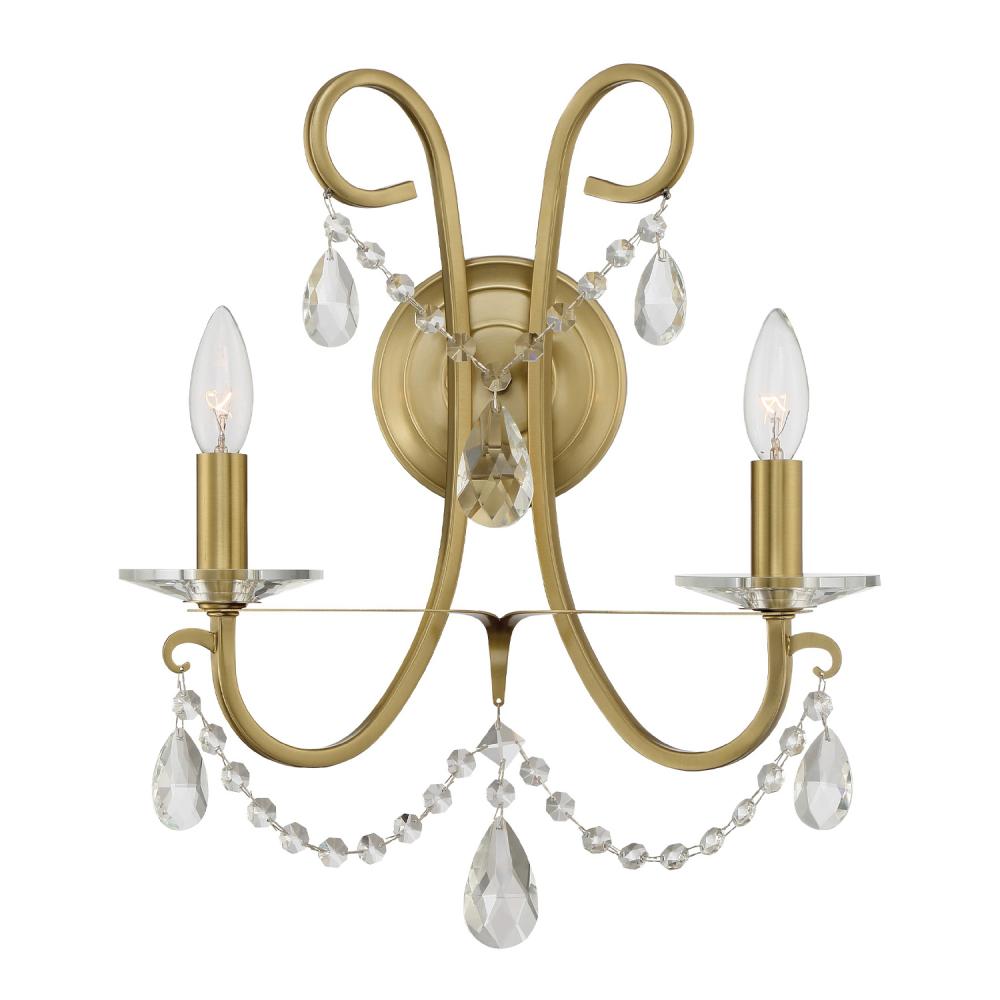 Othello 2 Light Spectra Crystal Vibrant Gold Sconce