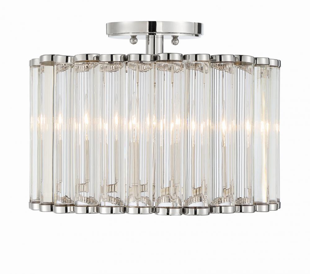 Libby Langdon for Crystorama Elliot 4 Light Polished Nickel Semi Flush Mount