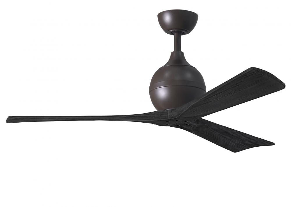 Irene-3 three-blade paddle fan in Textured Bronze finish with 52" gray ash tone blades.