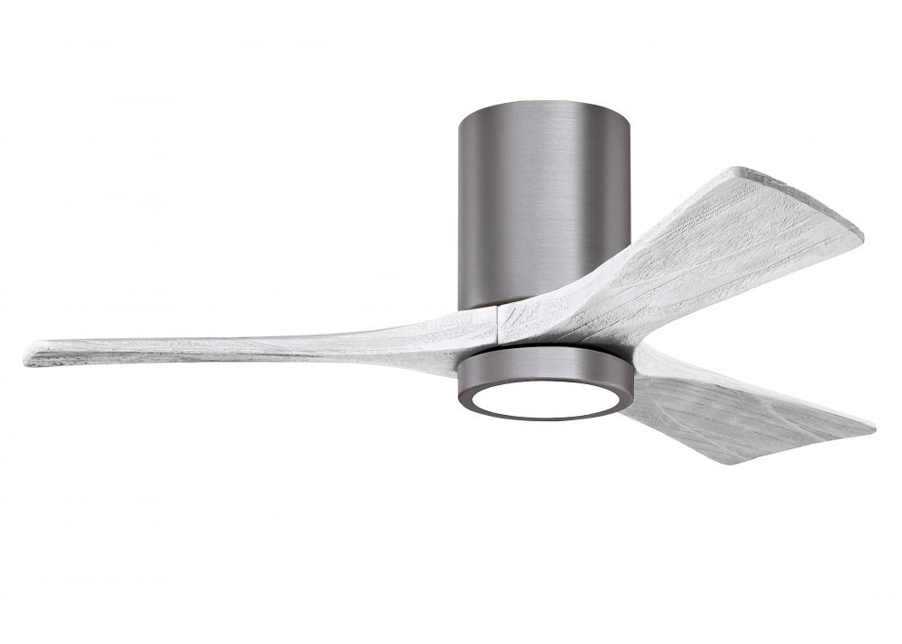 Irene-3HLK three-blade flush mount paddle fan in Brushed Pewter finish with 42” Matte White tone