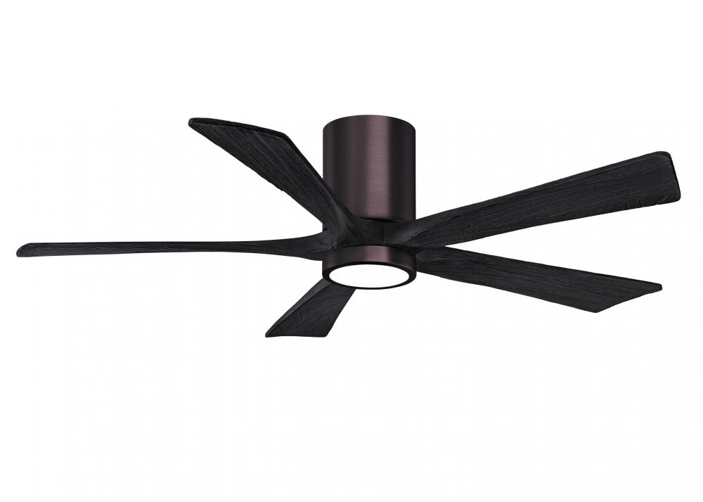 IR5HLK five-blade flush mount paddle fan in Brushed Bronze finish with 52” solid matte black woo