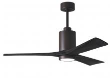 Matthews Fan Company PA3-TB-BK-52 - Patricia-3 three-blade ceiling fan in Textured Bronze finish with 52” solid matte black wood bla