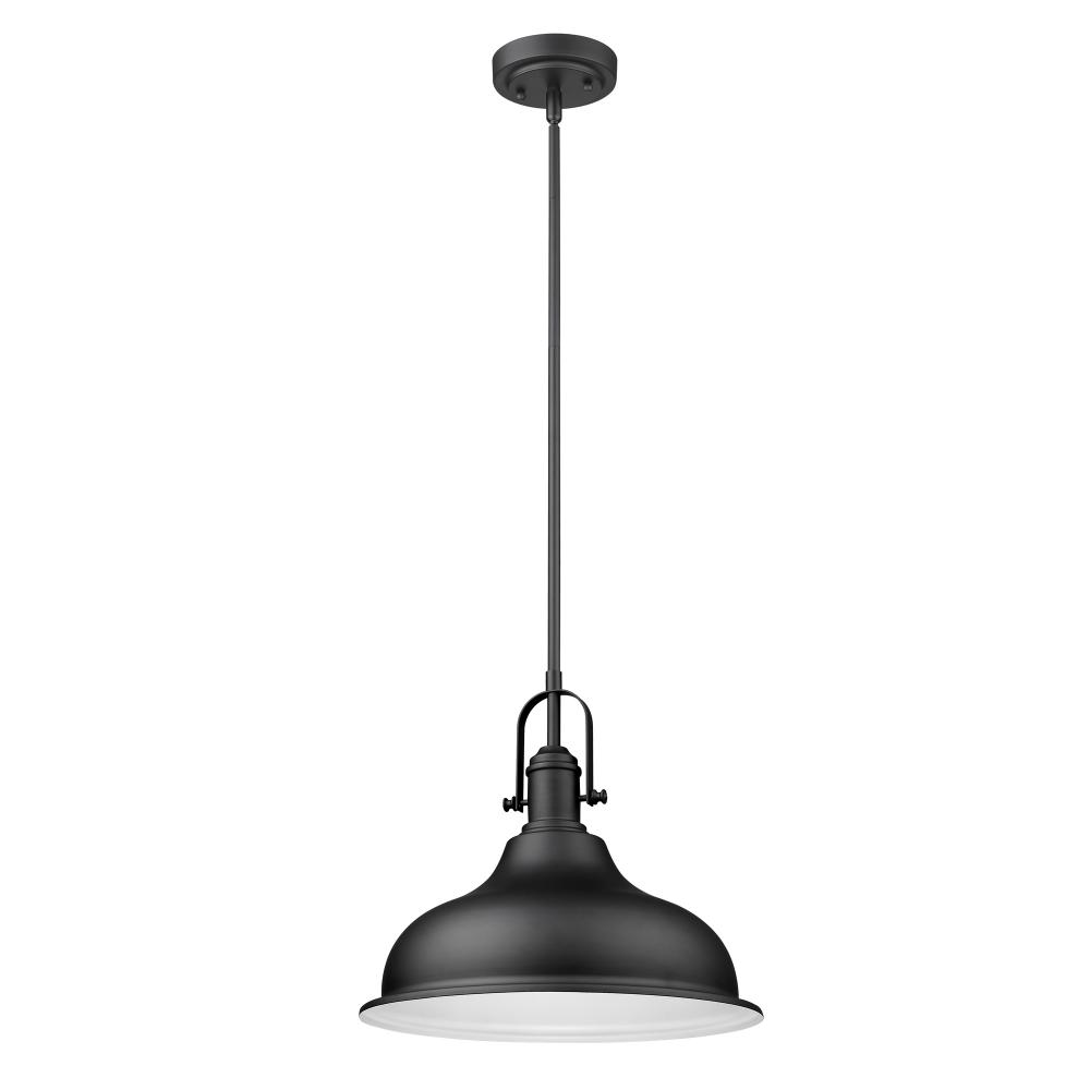 Virginia 1-Light Matte Black Pendant With Metal Shade