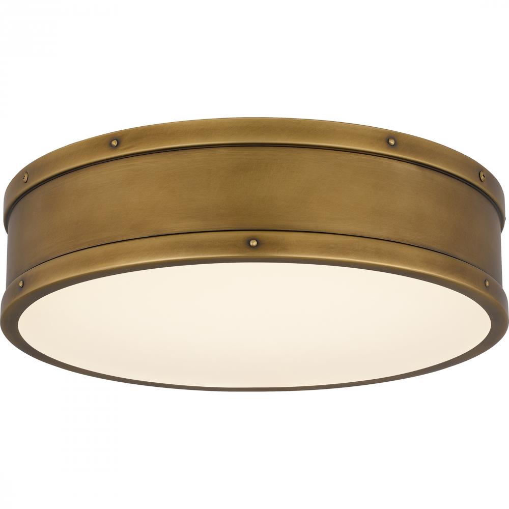 Ahoy Integrated LED Weathered Brass Flush Mount