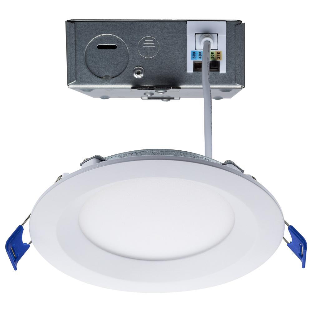 12 Watt LED Low Profile Regress Baffle Downlight; 4 Inch; Remote Driver; CCT Selectable; Round