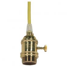 Satco Products Inc. 80/2428 - Medium base lampholder; 4pc. Solid brass; prewired; On/Off; Uno ring; 10ft. 18/2 SVT Lemon Cord;